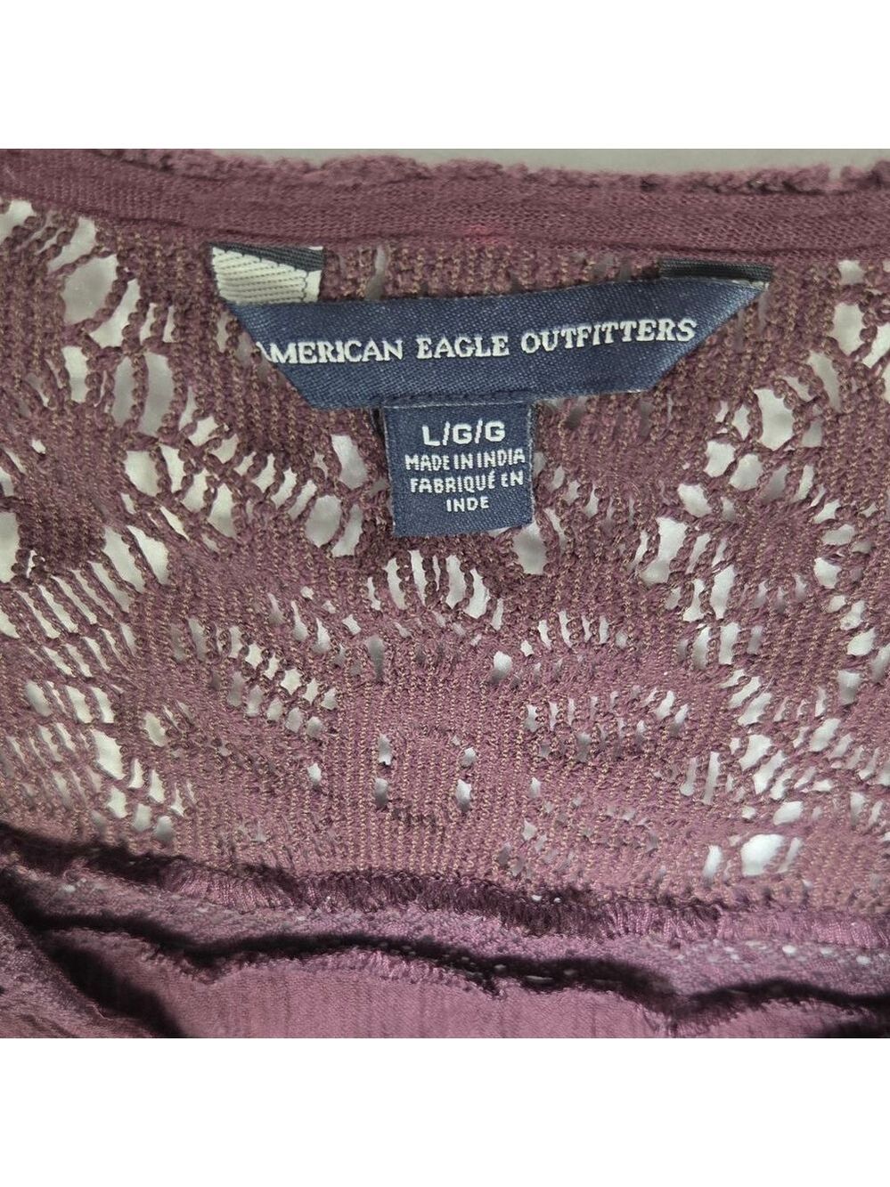 Women's American Eagle Outfitters Maroon Lace Blouse L - Picture 4 of 7